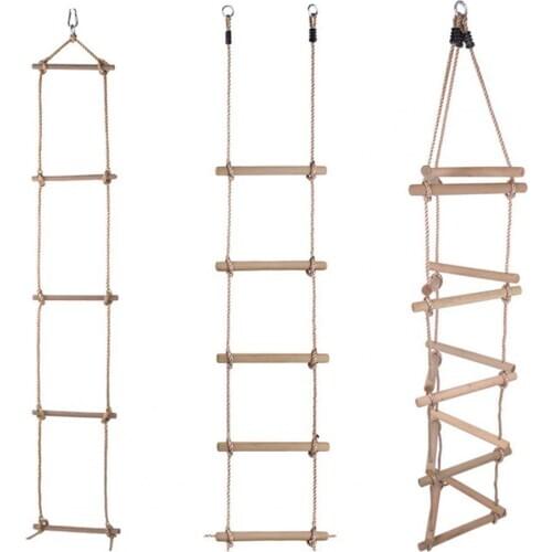 Outdoor Garden Sport Swing Fitness Childrens Playground Sturdy Rope 5-Speed Safety Wooden Ladder Climbing Equipment Game Toys