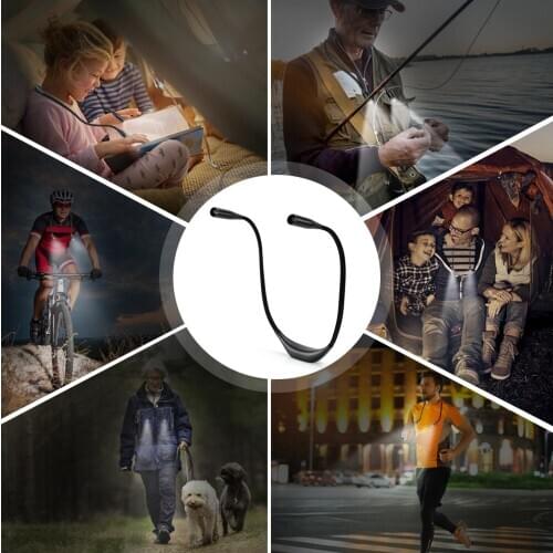 Hands-free LED Neck Hung Light Rechargeable Bendable Night Reading Lamp with 3 Levels Brightness Computer Peripherals