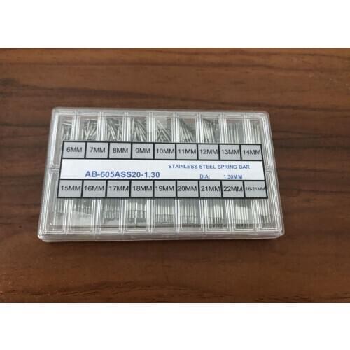 OMG Spring Bar Set Sizes 6mm-22mm Double Flanged 400 Pieces 18 Sizes 1.30mm/1.50mm/1.78mm