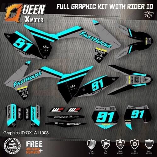 QUEEN X MOTOR Custom Team Graphics Decals 3M Stickers Kit For KTM 2011 2012 SX SXF , 2012 2013 EXC XC-W EXC-F 008