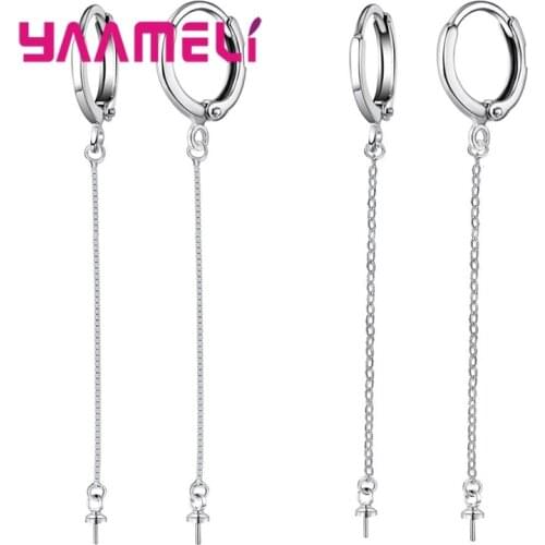 925 Sterling Silver Dangle Earring Findings Long Chain DIY Earrings Hoop Fittings for Jewelry Making Supplies Accessories