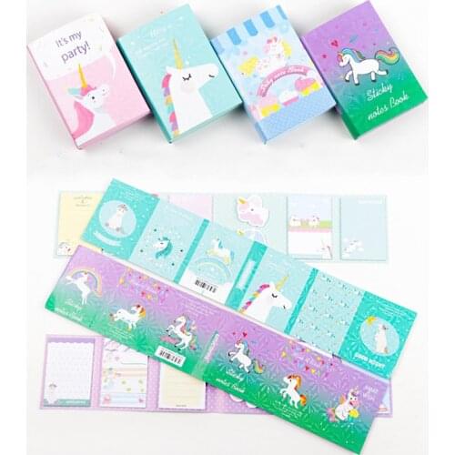 Lovely Cute Unicorn Party 6 Folding Memo Pad N Times Sticky Notes Memo Notepad Bookmark Gift Stationery