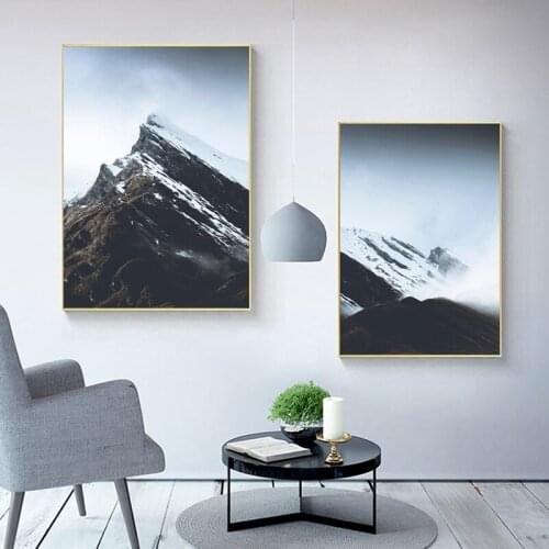 Nordic Scandinavian Home Decor Wall Art Canvas Snow Mountain Painting Landscape Canvas Posters and Prints Modern Pictures
