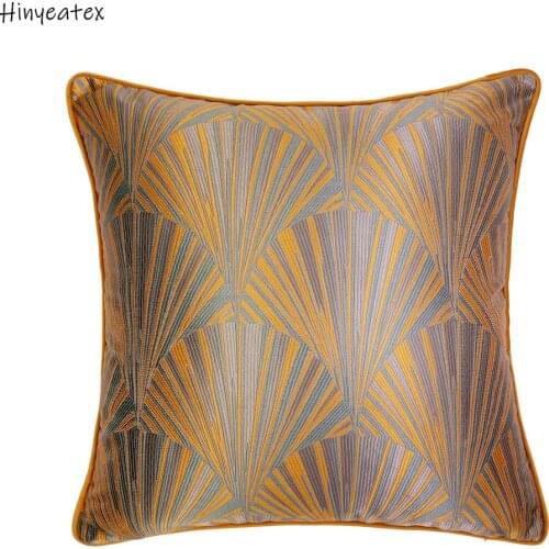 Modern Fashion Fan-shaped Orange Woven Velvet Home Sofa Cushion Cover Designer Decorative Square Pillow Case 45 x 45 cm