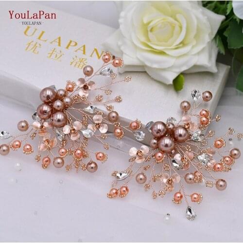 YouLaPan X18 Colored Pearls Shoes Clips High Heels Shoe Accessories Women Alloy Flower Bridal Shoe Buckle Shoe Wedding Clip