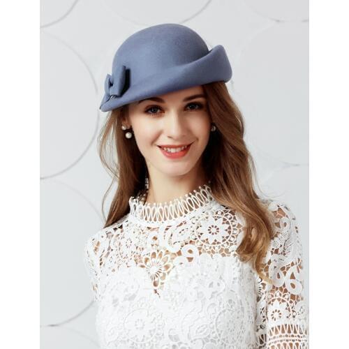 New Wool Hat Winter Noble European Elegant Girls Fashion Cap Ladies Wool Hat Foldable Women Wool Fedora Hat M5116