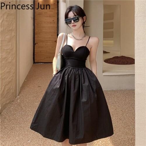 Women Fashion Party Little Black Dress Sexy A Line Holiday Braces Skirt Slash Neck Sleeveless Slim Elegant Black Mini Dress