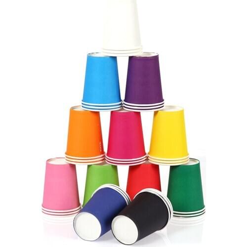 10Pcs Pure Color 250ml Paper Cup Disposable Tableware Party Cups DIY Craft Supplies kindergarten Children Handmade Materials