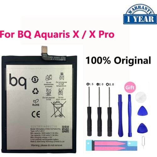 100% Original High Quality 3100mAh Phone Battery For BQ Aquaris X X Pro Replacement Batteries Bateria