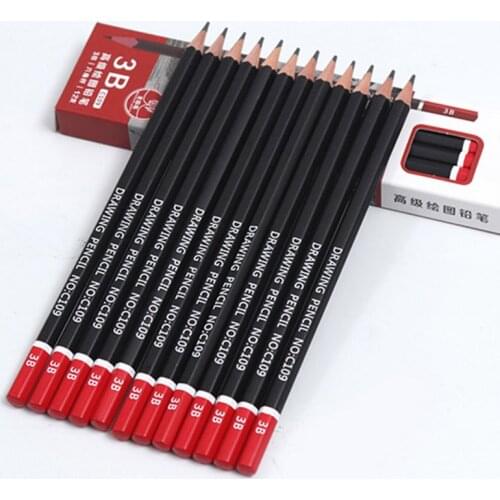 12pcs/box Graphite Pencil Sketch Drawing Writing 2H HB 2B 3B 3H 4B 5B 6B 8B 10B Q1JC