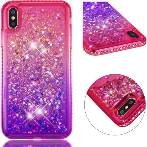 30pcs Shock Case for iPhone X XS MAX XR 8 7 6 Plus 5 5s SE Bling Liquid Sand Diamond Gradient TPU Case Glitter Quicksand Cover