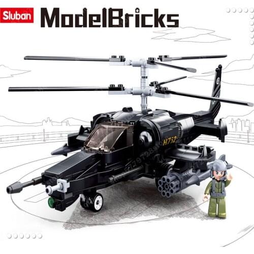 330Pcs Military KA-50 Armed Helicopter Model Bricks DIY Creator Construction Building Blocks Sets Educational Toys for kid Gift