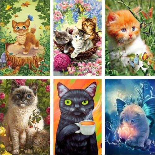 5D DIY Diamond Painting Animal Cute Pet Full Round Drill Embroidery Mosaic Art Butterfly Cat Picture Cross stitch Home Decor