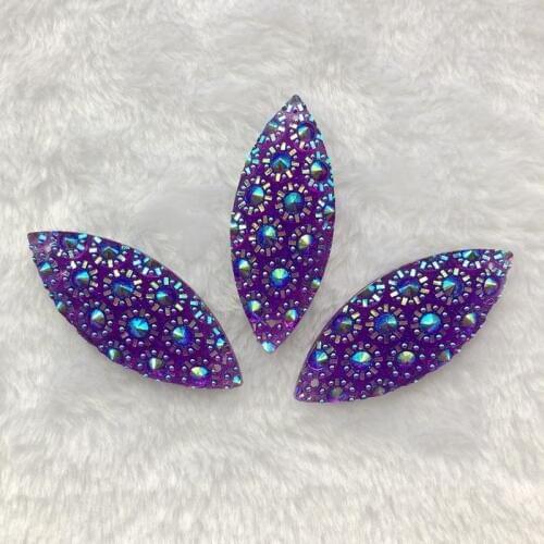 6pcs 20*50mm AB Resin Rhinestones Horse eye Sew on Stones For Garment DIY buttons wedding decoration 2 holes A63
