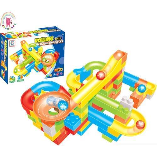 82PCs marble track labyrinth track building blocks ABS funnel slide DIY assembly and splicing track building blocks set toy gift