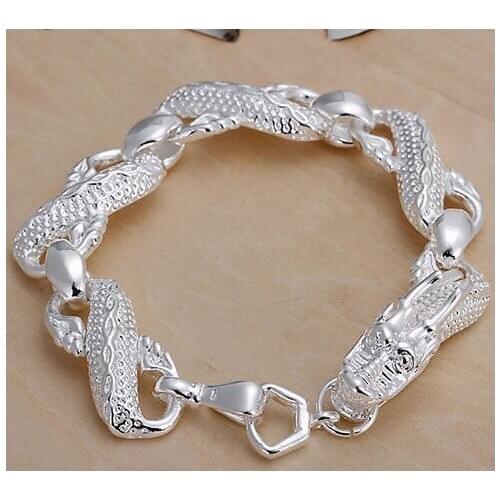 H036 Wholesale Silver Plated Bracelet, Shinning Fashion Jewelry Big White Dragon Bracelet /aczaiuga Avfajmma