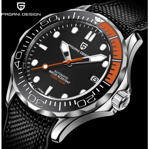 PAGANI DESIGN Brand Mens Watches Curved Sapphire Glass Sport Waterproof 100M Male Automatic Mechanical Watch Clock Reloj Hombre