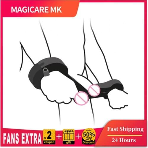 Wooden HUMBLER Ball Stretchers With Handcuff Wrist Lock Scrotum Pillory Arms Balls Bondage Ball Stretching Femdom Cuckold