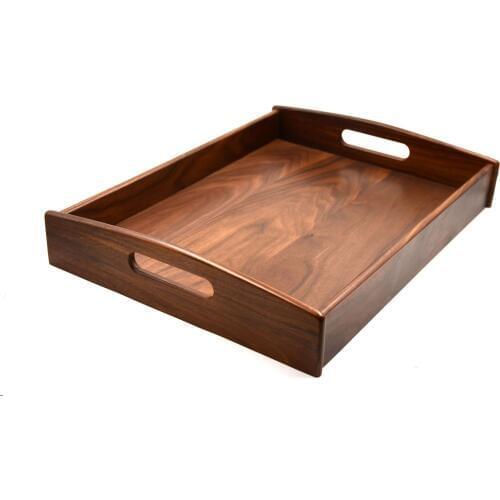 Handmade wooden rectangular tray with ears, tea tray, pizza, bread, cake tray, wooden tray