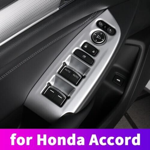 For 10th Honda Accord 2018 2019 Glass Lifting Panel Sticker Accord Interior Door Handle Button Panel Decorative Sticker Special