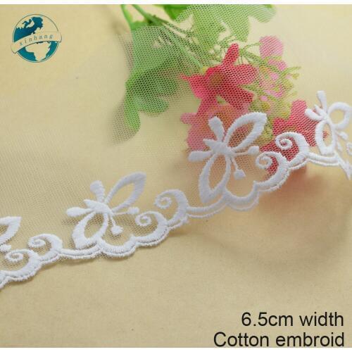 5yards 6.5cm embroid elastic sewing ribbon guipure lace trim or fabric warp knitting DIY Garment Accessories free shipping#1775