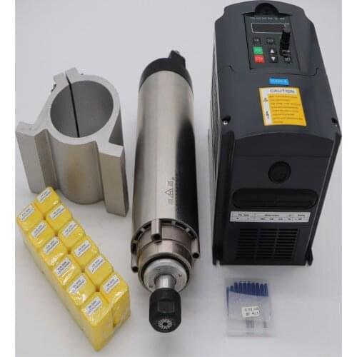 CNC milling spindle ER20 2.2KW air cooling spindle +2.2KW VFD inverter+1 pieces spindle support+ER20 collets+CNC engraving bits