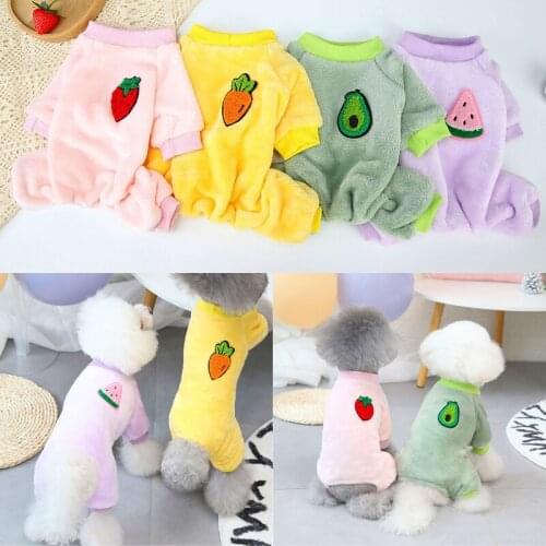 Fruits Dog Jumpsuits Autumn Winter Pet Clothes Fleece Rompers for Dog Cat Sweaters 4 Color Corgi Teddy Puppy Doggie Cat Costumes