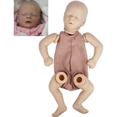 45cm DIY Blank Doll Kit Sleeping Baby Vinyl Reborn Baby Cloth Body Doll DIY Soft Realistic Doll Unpainted Kit Unfinished Doll