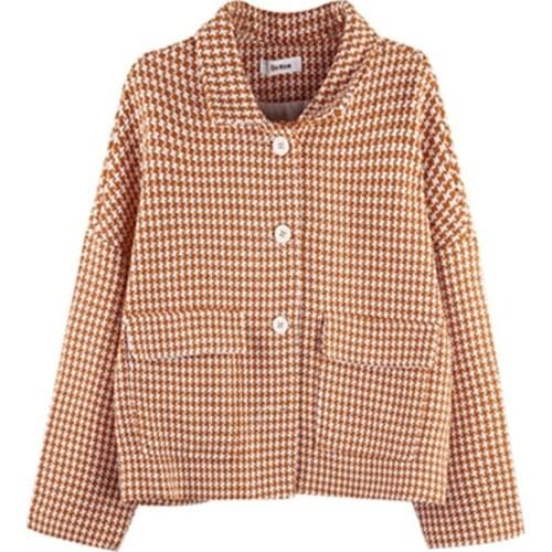 New Womens Coats Houndstooth Spring Autumn FemaleJackets Oversize Lady Clothes Long Sleeve Vintage Loose Streetwear Coats