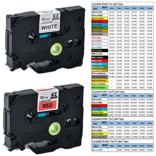 2PCS 12mm Brother Compatible Of Label Tape Tze-231 p-Touch Label Printer Multi-Color Laminated Label Ribbon Tze Tape Tze231