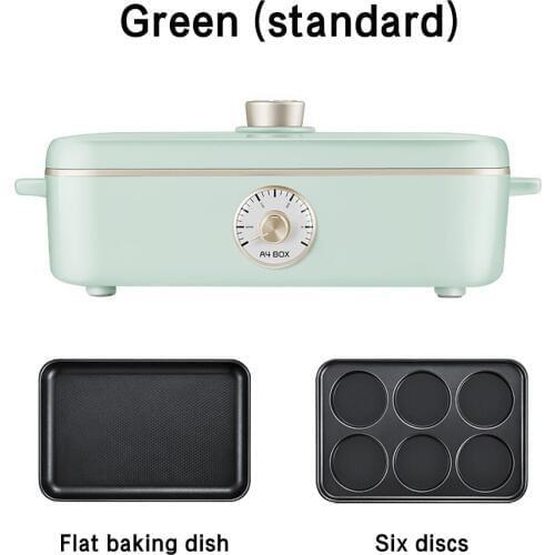 YUEWO 220V Multi-function electric barbecue stove hot pot iron plate barbecue plate cooking pot frying barbecue machine