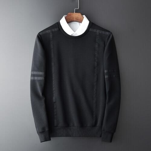 Dark Grain Fleece Sweatshirts Hight Quality Solid Color Round Collar Patchwork Black Mens Hoodies Plus Size M-4XL