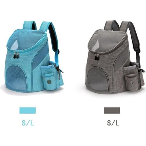2021 New Out Double Shoulder Portable Travel Backpack Outdoor Pet Dog Carrier Bag Pet Dog Front Bag Mesh Backpack Head