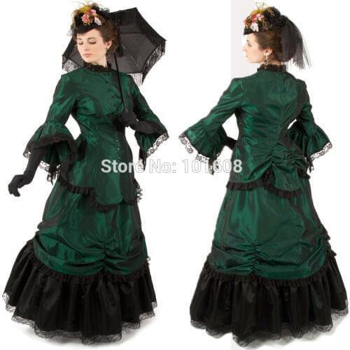 New Arrival!Retro Green Taffeta Vintage Costumes Victorian dresses Civil War Gown historical dresses Retro regency dress HL-106