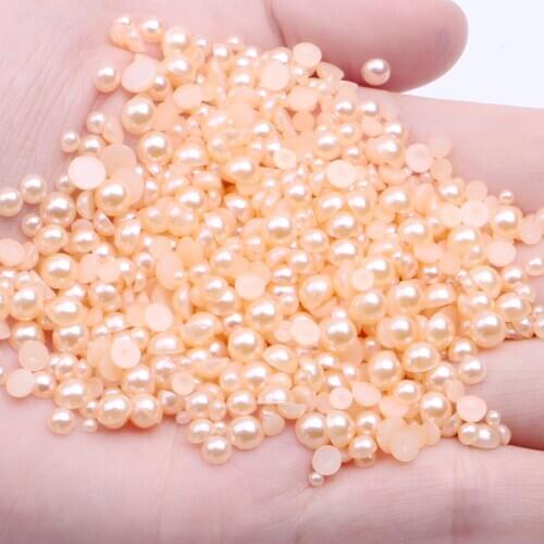 Half Round Flatback Pearls Beads 1000pcs 14mm Colors Glue On Resin Gems For Clothes Dresses Shoes DIY Jewelry Accessories