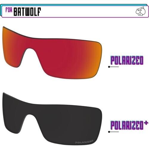 EZReplace Polarized Replacement Lenses for - Oakley Batwolf Sunglasses - Black P Plus-Red P