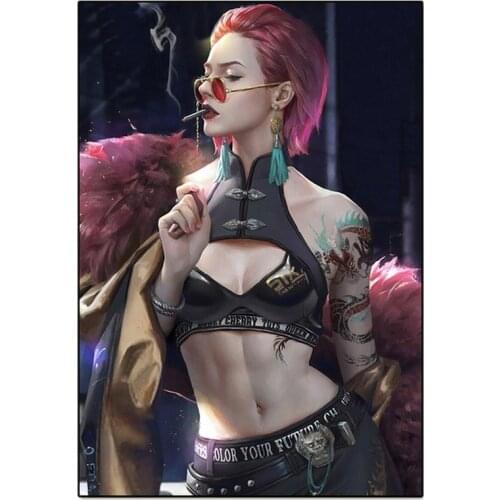 Sexy Hipster Woman Anime Illustration Canvas Painting Living Room Bedroom Wall Art Interior Home Decoration Painting(No Frame)