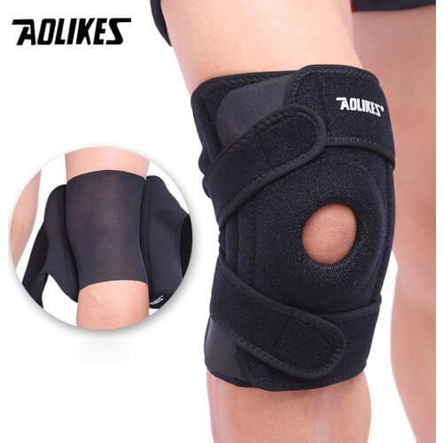 AOLIKES 1PCS Adjustable Elastic Knee Support Brace Patella Knee Pads Hole Sports Knee Protector Kneepad ginocchiere