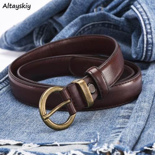 Belts Women High Quality Pu Leather All-match Korean Style Simple Solid Womens Vintage Harajuku Accessories Casual Ladies Belt