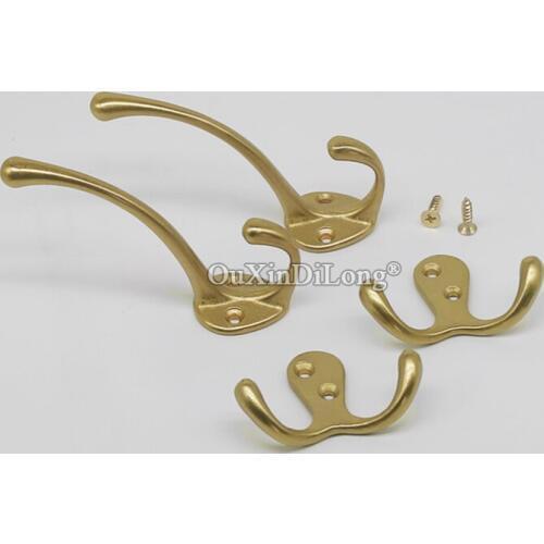 Retro Vintage 2PCS Antique Brass Robe Hooks Coat Hook Key Bag Towel Hook Clothes Robe Hangers Furniture Hardware with Screws
