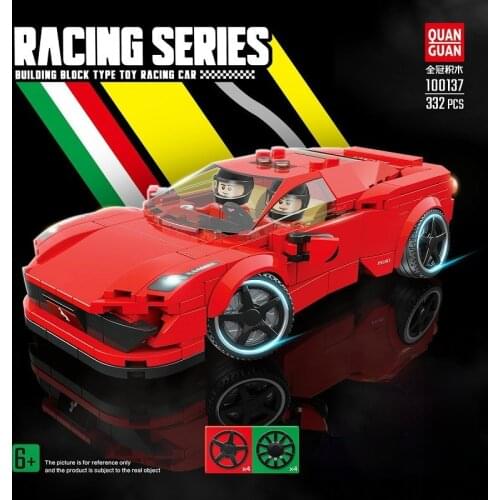 100137 famous car series red 458 assembled sports car super racing boy building blocks childrens toys for children gifts