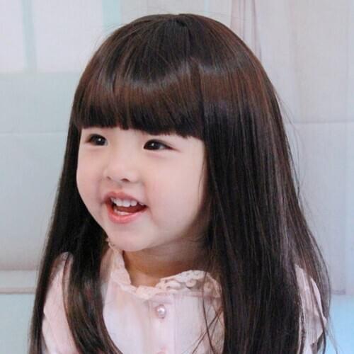 Synthetic Heat Resistant Fiber Straight Child Hair Brown/black Children Wig