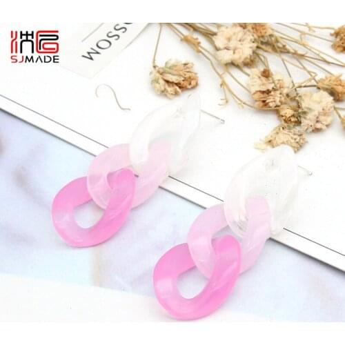 SJMADE Korean 2020 New Fashion Chain Tassel Stud Earrings Color Acrylic Earrings For Women Jewelry Daily Accessories Gifts