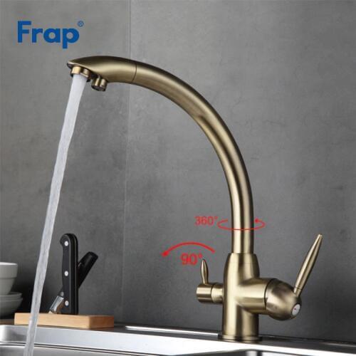 Frap Purification Kitchen Faucets Deck Mounted 180 Degree Rotation Mixer Tap Hot and Cold Water Tap Crane For Kitchen F4399-4