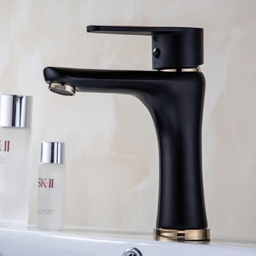 Basin Faucets Bathroom Faucet Hot and Cold Water Basin Mixer Tap Black Finish Brass Toilet Sink Water Taps with 2 Hoses