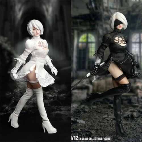 SUPER DUCK 1/12 NieR 2B Girl Head Sculpt and Clothes Set Model SDMINI001 For 12'' TBL Female Action Figure Dolls In Stock