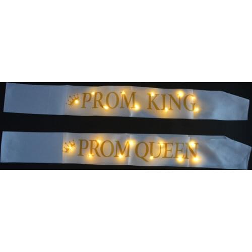 Men Women LED Glowing Shining Ribbons Sash Shoulder Strap Golden Letters Prom King Queen Wedding Party Gifts Bachelorette