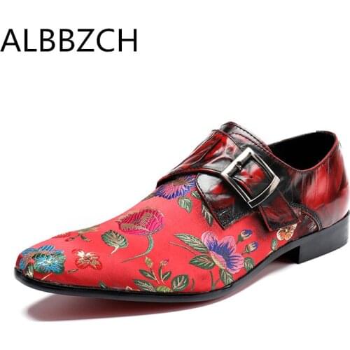 Trendy Embroidered Leather Casual Party Shoes Men Fashion Retro Wedding Dress Shoes Photography Career Work Pointed Toe Shoes