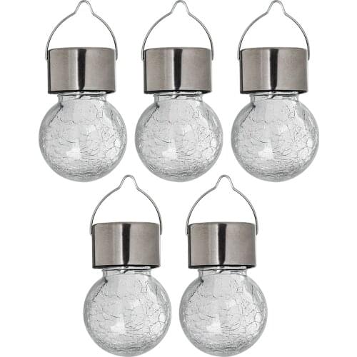 Globe Sloar Lantern Outdoor Garden Light Color Change Crack Ball Glass LED Hanging Lights Patio Lamp For Christmas Party Tree
