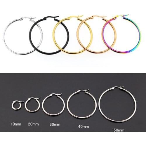 Small Big Circle Hoop Earrings for Women Hoop Ear Stainless Steel Jewelry Round Statement Earrings Party Girl Gift